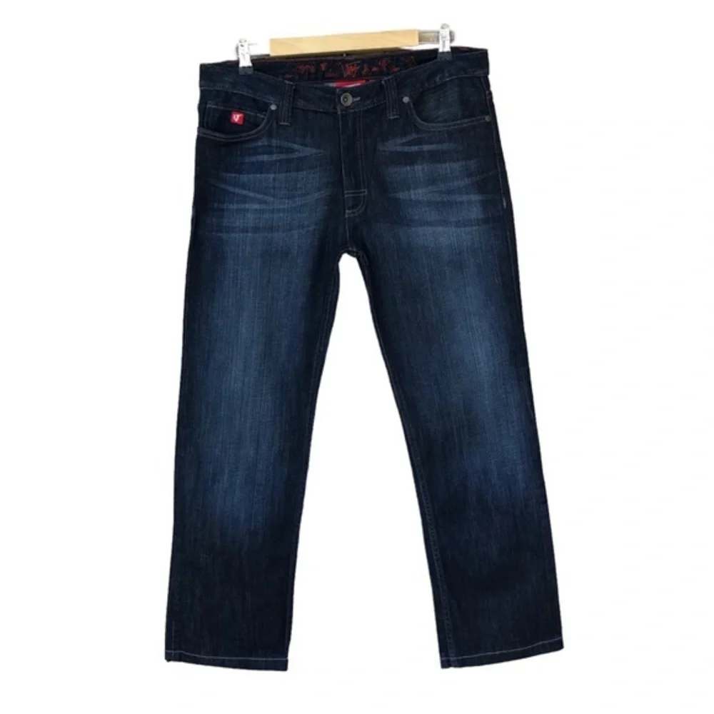 Vans RN96277 Cotton Blend Dark‎ Wash Whiskered Straight Leg Jeans Size 34